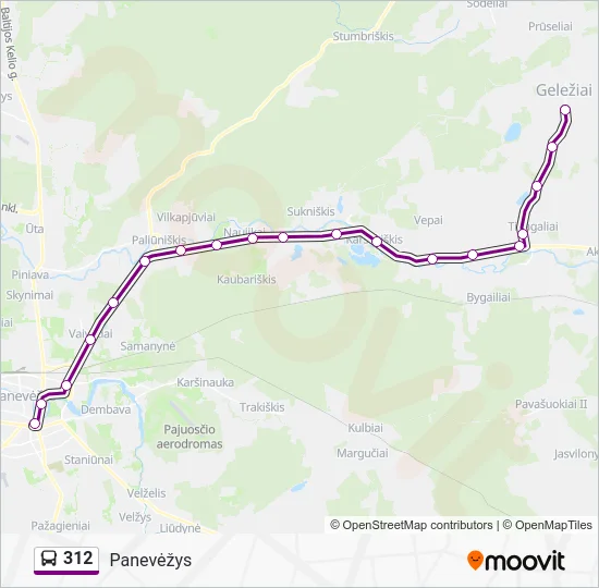 Автобус 312: карта маршрута