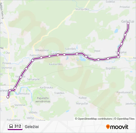 Автобус 312: карта маршрута