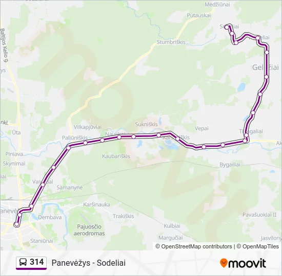 Автобус 314: карта маршрута