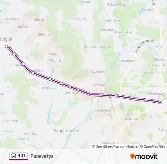 Автобус 401: карта маршрута
