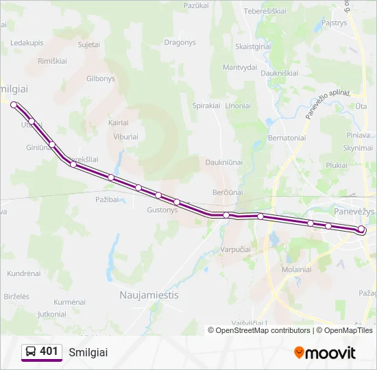 Автобус 401: карта маршрута