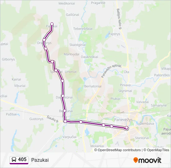 Автобус 405: карта маршрута