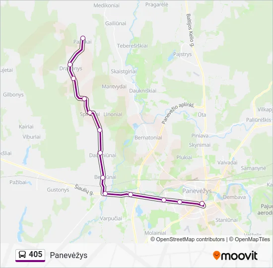 Автобус 405: карта маршрута