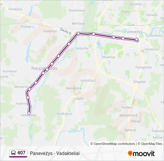 Автобус 407: карта маршрута