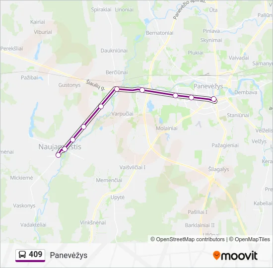 Автобус 409: карта маршрута