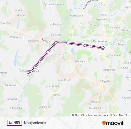 Автобус 409: карта маршрута