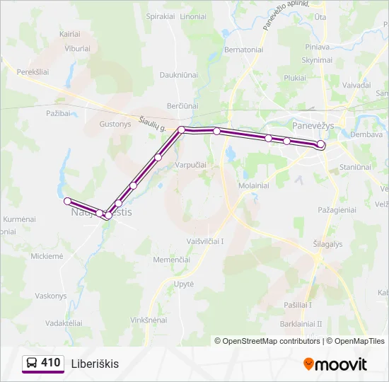 Автобус 410: карта маршрута