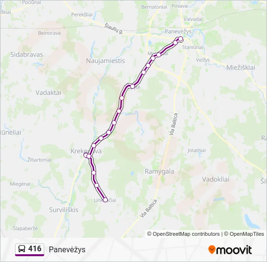 Автобус 416: карта маршрута