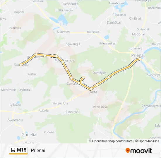 Автобус M15: карта маршрута