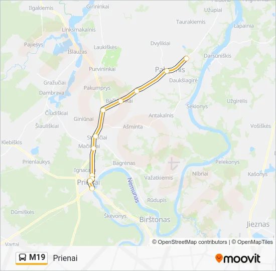 Автобус M19: карта маршрута