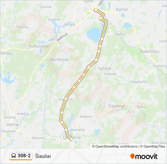 Автобус 308-2: карта маршрута