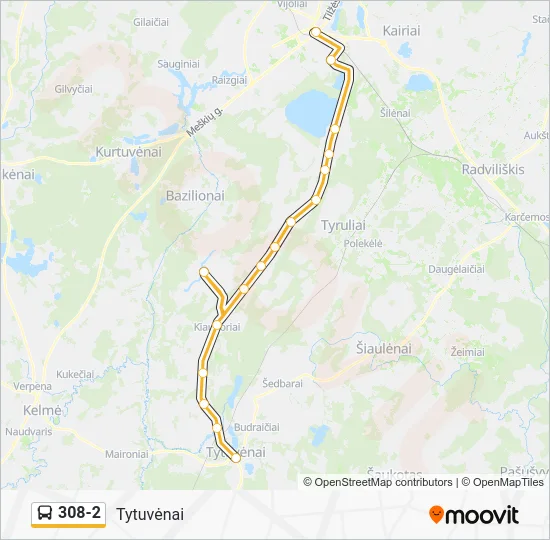 Автобус 308-2: карта маршрута