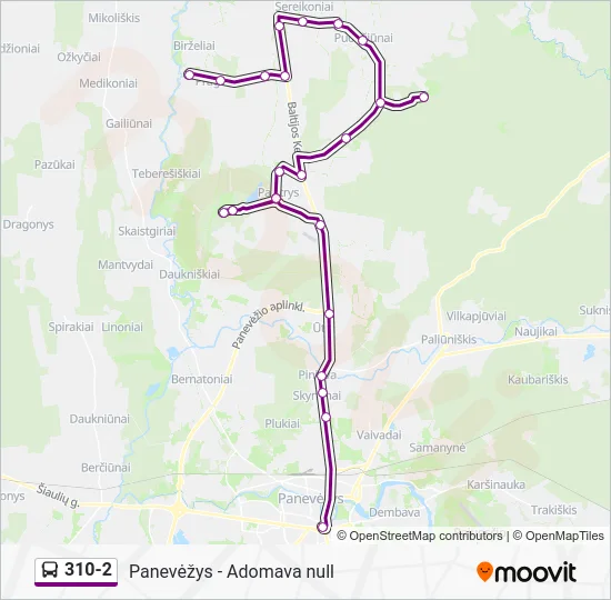 Автобус 310-2: карта маршрута