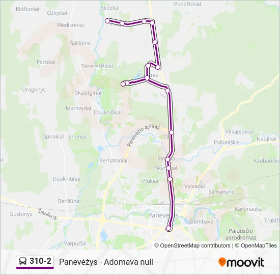Автобус 310-2: карта маршрута