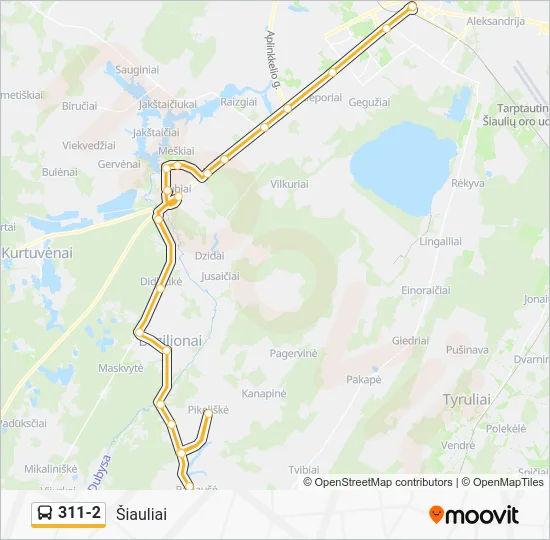 Автобус 311-2: карта маршрута