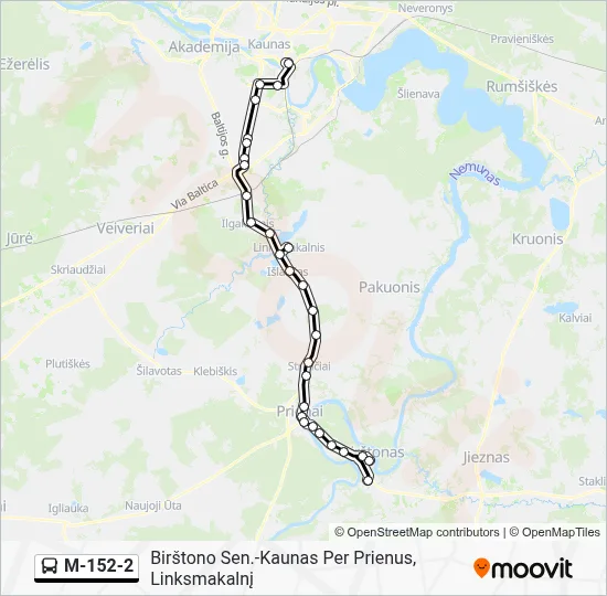 M1522 Route: Schedules, Stops & Maps - Birštono Sen.-Kaunas Per Prienus ...