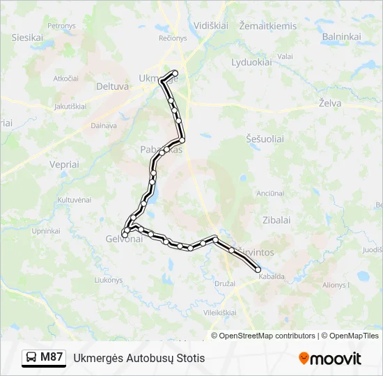 M87 Route: Schedules, Stops & Maps - Ukmergės Autobusų Stotis (Updated)