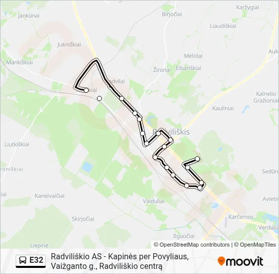E32 Route: Schedules, Stops & Maps - Kapinės (Updated)