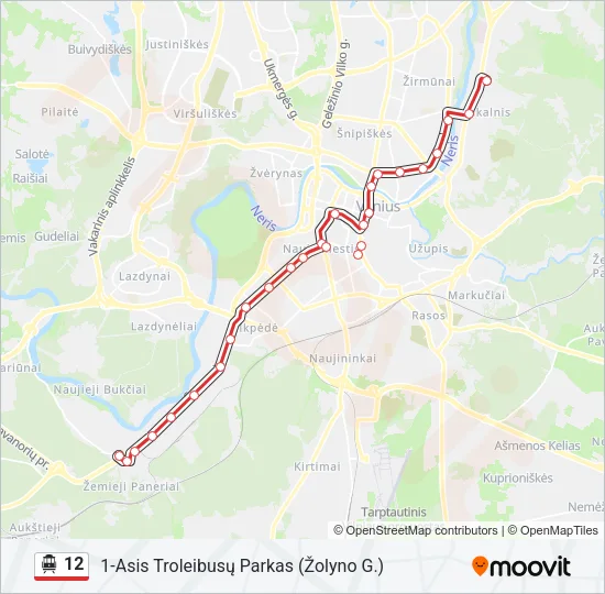 12 Trolleybus Line Map