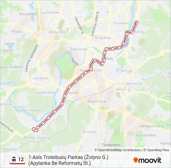 Троллейбус 12: карта маршрута