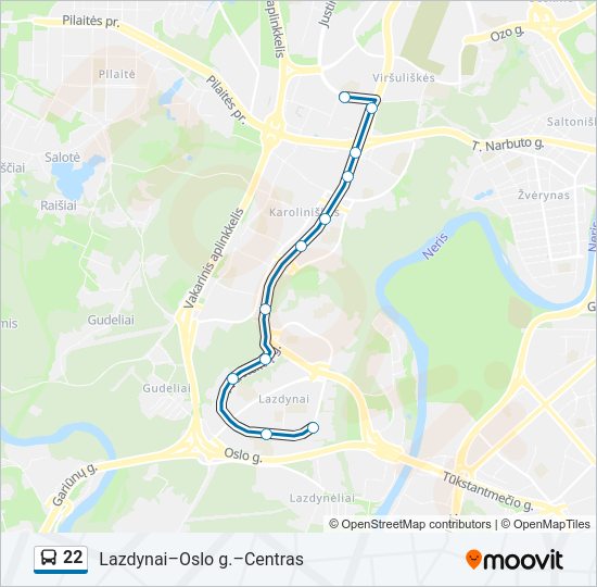 22 bus Line Map