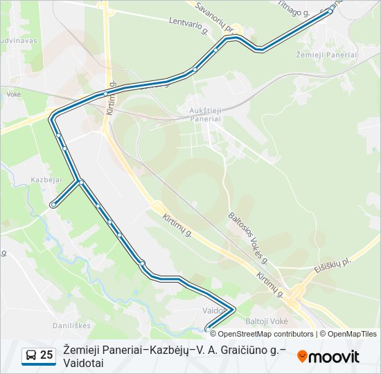 Автобус 25: карта маршрута