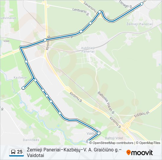 Автобус 25: карта маршрута