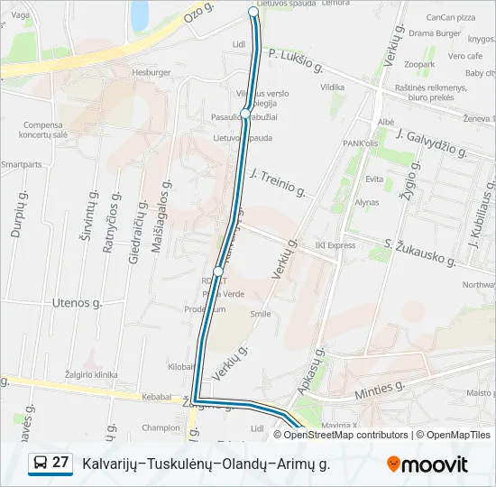 Автобус 27: карта маршрута