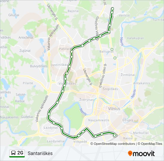 Автобус 2G: карта маршрута