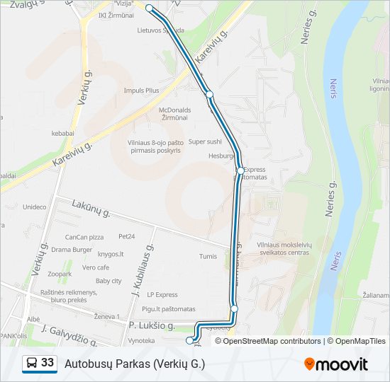 33 bus Line Map