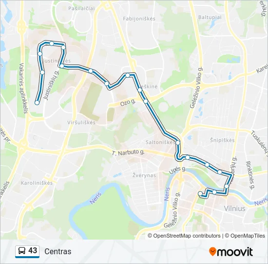 43 Bus Line Map
