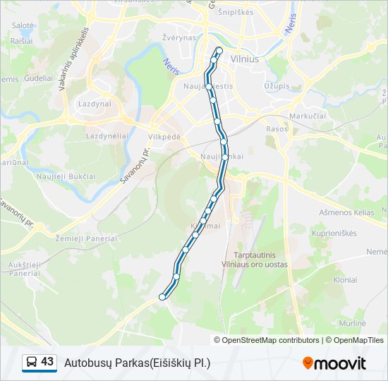 43 bus Line Map