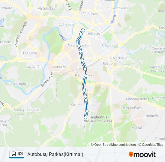 Автобус 43: карта маршрута