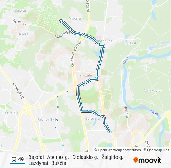 Автобус 49: карта маршрута
