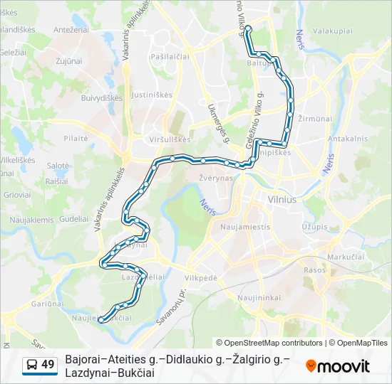 Автобус 49: карта маршрута