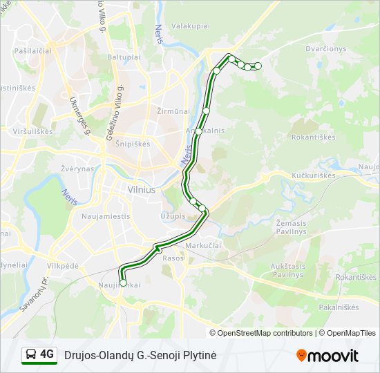 4G autobusas kelionės žemėlapis