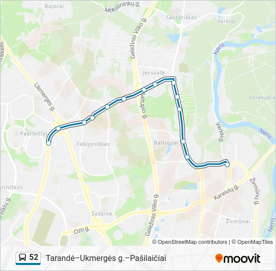 Автобус 52: карта маршрута
