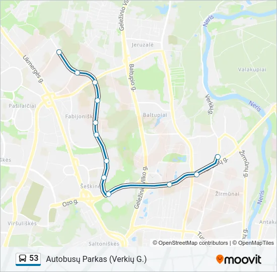Автобус 53: карта маршрута