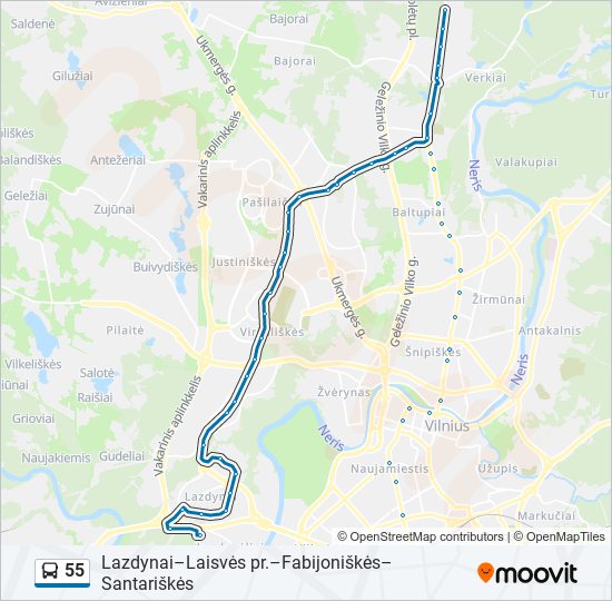 55 bus Line Map