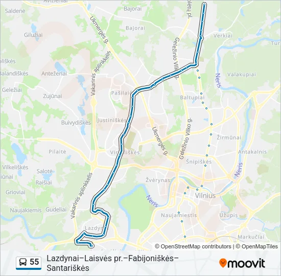55 Bus Line Map