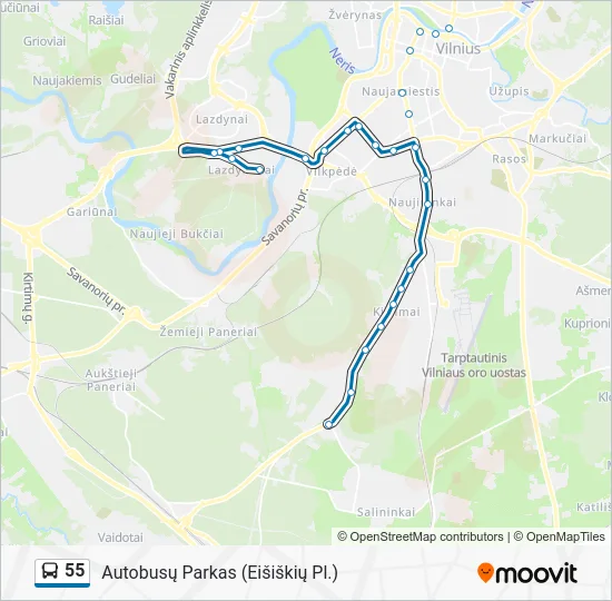 Автобус 55: карта маршрута