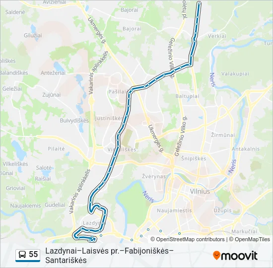 55 Bus Line Map