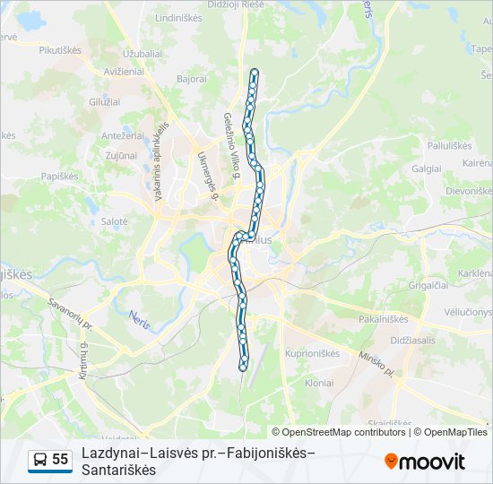 55 bus Line Map