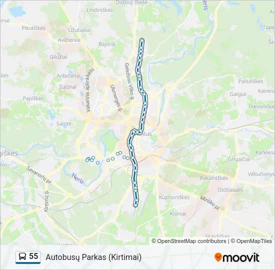 Автобус 55: карта маршрута