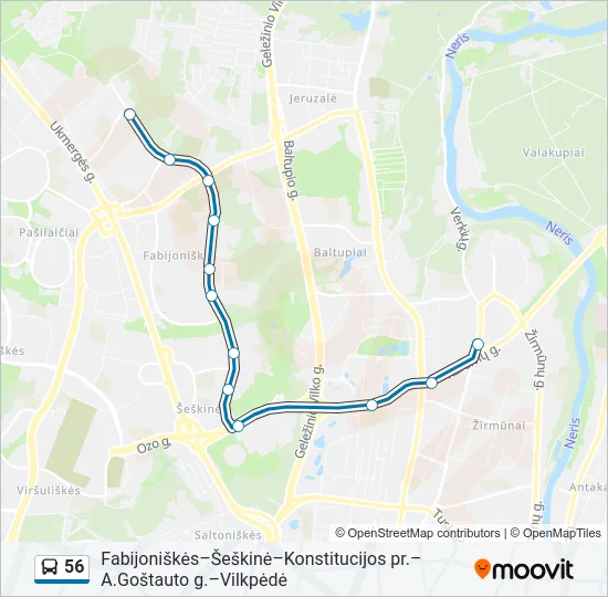 Автобус 56: карта маршрута