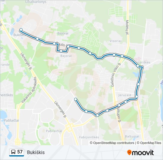 57 bus Line Map