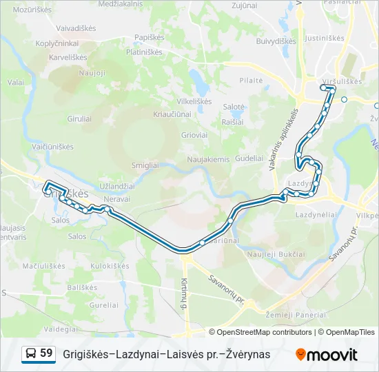 Автобус 59: карта маршрута