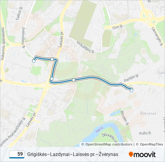 Автобус 59: карта маршрута