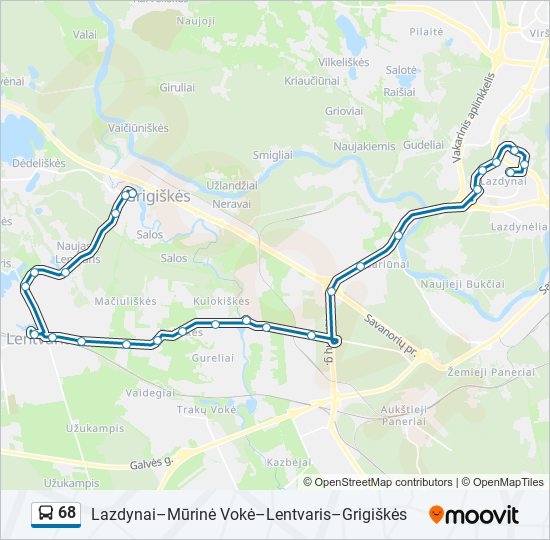 68 bus Line Map