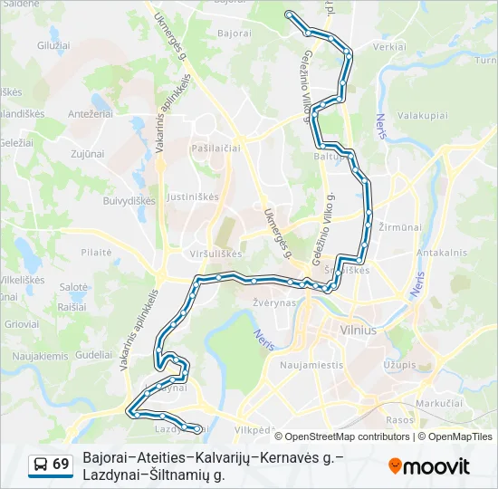 Автобус 69: карта маршрута